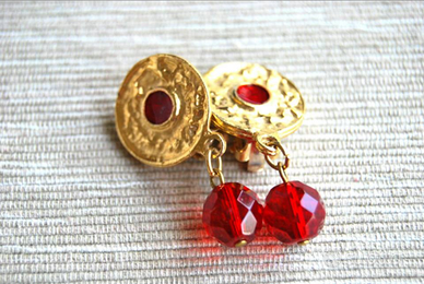 Orecchini vintage oro e rosso