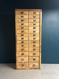 Schedario Archivio Vintage Legno 28 Cassetti