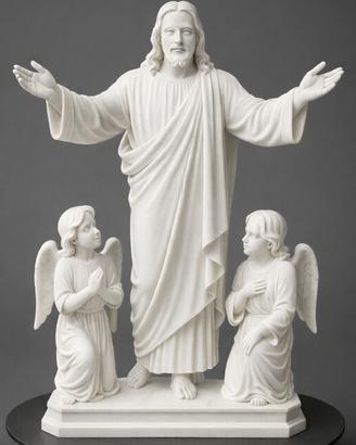 Statua Gesù con angeli - Arte sacra - made in Ita
