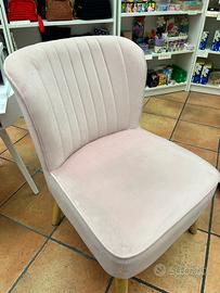 Poltroncina in velluto rosa  mod. Sylvia