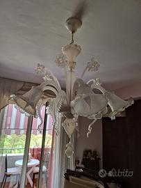 Trittico Lampadario + 2 Abat-jour in Vetro di Mura