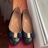 Scarpe 38 ballerine Ferragamo blu vernice