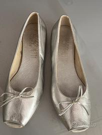 Ballerine in pelle color argento