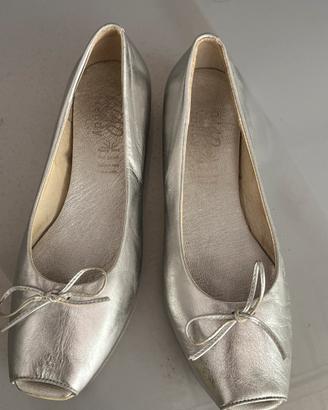 Ballerine in pelle color argento