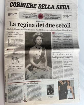 “MORTE REGINA ELISABETTA II” - CORRIERE DELLA SERA