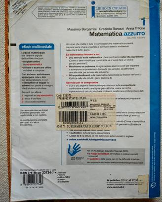 ISBN 978880823734 Matematica Azzurro 1 usato