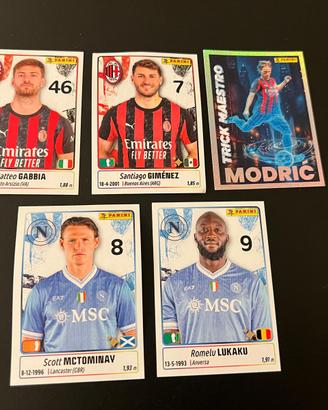 Figurine calciatori Milan e Napoli (Panini 2025-26