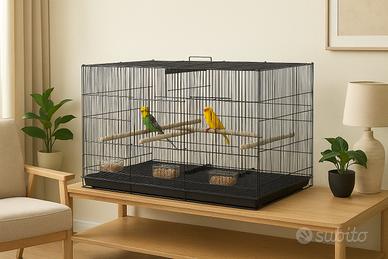 Grande e doppia Gabbia PawHut nera per uccelli