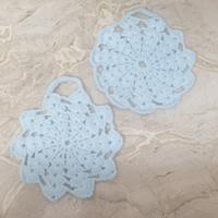 Presine uncinetto giallo in lana
