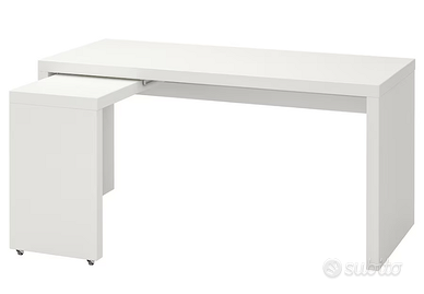 Scrivania con piano estraibile, bianco, 151x65 cm