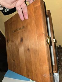 Valigetta vintage porta liquori in legno