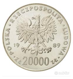 Moneta,  Polonia,  20000,  Zlotych, 1989, argento