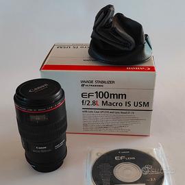 canon EF 100mm L IS USM macro + filtro UV+ flash