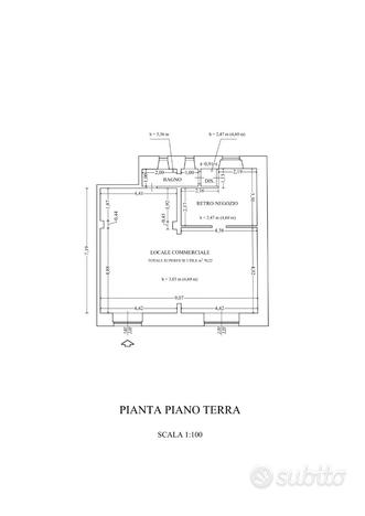 Via Paoli mq 80 due vetrine E. 2.500 + IVA