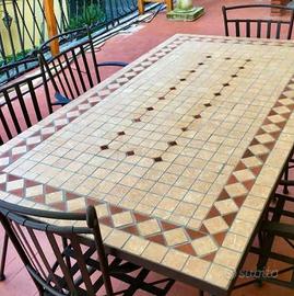 Tavolo Mosaico Ferro Battuto 160x90cm 200x100