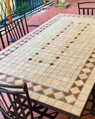 Tavolo Mosaico Ferro Battuto 160x90cm 200x100