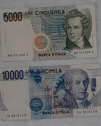 Banconote 5000 e 10000 lire italiane