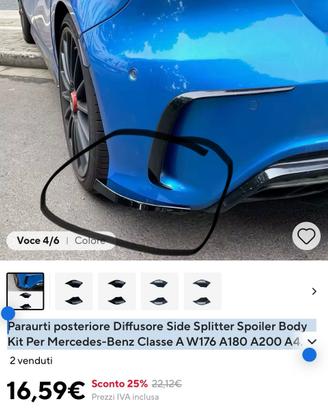 Diffusore paraurti posteriore Mercedes classe a