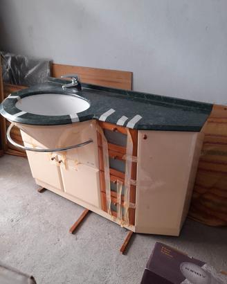 lavabo con mobiletto laccato + tavolino mogano 