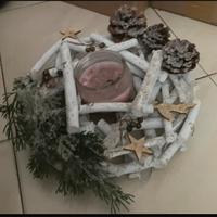 Centro tavola porta candela in legno bianco