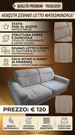 Divano Letto Matrimoniale 2 Posti - Pari al nuovo!