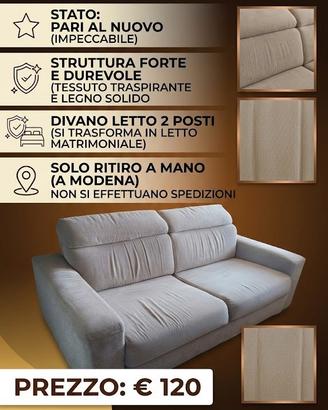 Divano Letto Matrimoniale 2 Posti - Pari al nuovo!