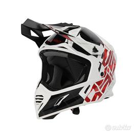 Casco Acerbis X-Track bianco lucido nero rosso bia