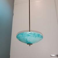 lampadario in vetro blu