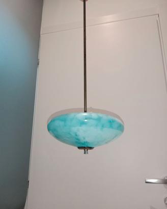 lampadario in vetro blu