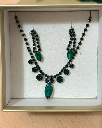 Parure Gioielli Vintage Verde Smeraldo - Collana e