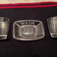 Kit da bagno porta sapone + 2 bicchieri in vetro