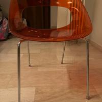 4 Sedie pranzo di design arancione trasparente