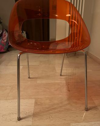 4 Sedie pranzo di design arancione trasparente