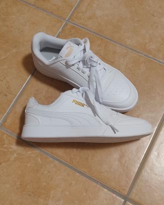 Sneakers Puma bianche logo oro
