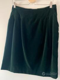 Gonna tubino in velluto verde