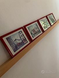 4 stampe da Parigi  cornice in legno e vetro