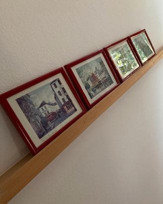 4 stampe da Parigi  cornice in legno e vetro
