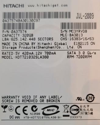 HDD Hitachi 7200 rpm sata