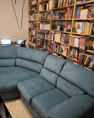 Grande Divano Angolare 4/5 Posti + Pouf Coordinato