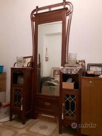 Specchiera d'ingresso Liberty anni '20 in legno