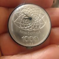 moneta argento 1000 lire con orologio 