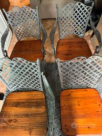 Sedie in legno e ferro battuto x interno/esterno