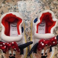 Pantofole Disney "Minnie" - N.ro 19. Bianco-Rosse