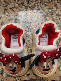 Pantofole Disney "Minnie" - N.ro 19. Bianco-Rosse