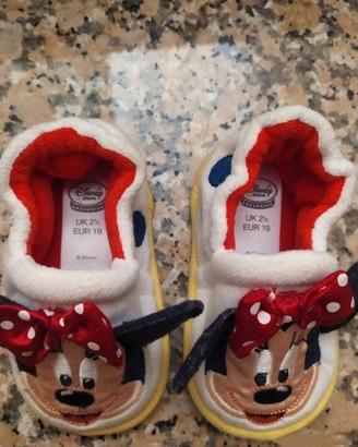 Pantofole Disney "Minnie" - N.ro 19. Bianco-Rosse