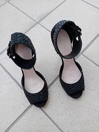 sandalo nero-perline nere e laccetto n. 37 belle 
