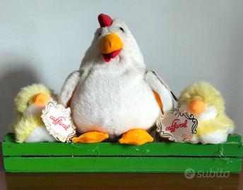 Peluche gallina e pulciini Caffarel anni '90
