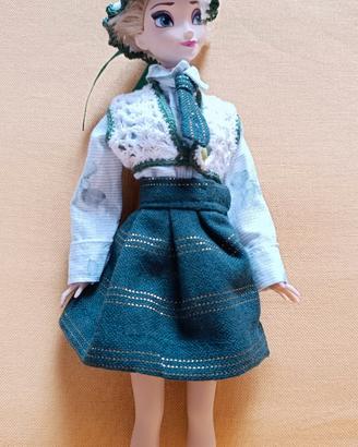 Vestito Barbie fatto a mano bianco e verde scuro