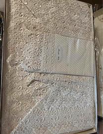 Set lenzuola corredo misto seta e pizzo nuovo
