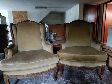Coppia poltrone vintage stile bergère
